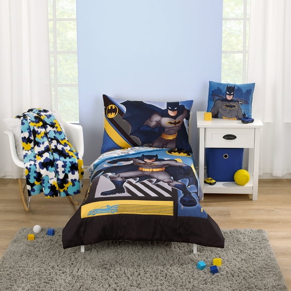 Warner Brothers Batman The Caped Crusader 4 Piece Toddler Bed Set