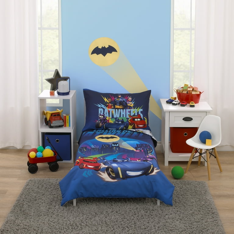 Warner Brothers Batwheels 3-Piece Toddler Bed Set, Blue, Red