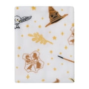 Warner Brothers Harry Potter White, Gold, and Tan Plush Baby Blanket