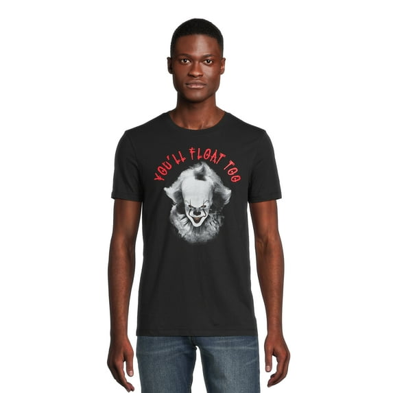 IT Men's & Big Men's Halloween Pennywise We All Float Stephen King Welcome To Derry Graphic Tee Shirt, Sizes S-3XL