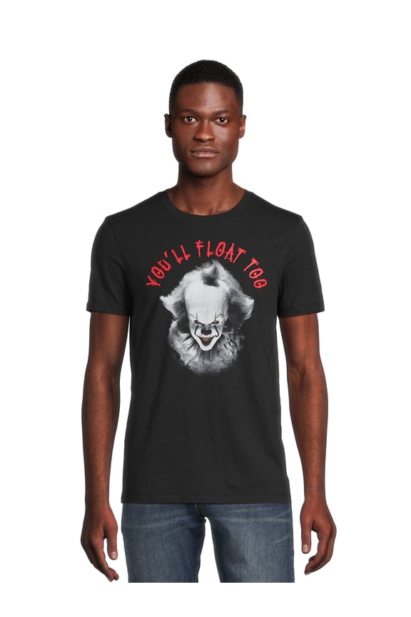 IT Men's & Big Men's Halloween Pennywise We All Float Stephen King Welcome To Derry Graphic Tee Shirt, Sizes S-3XL