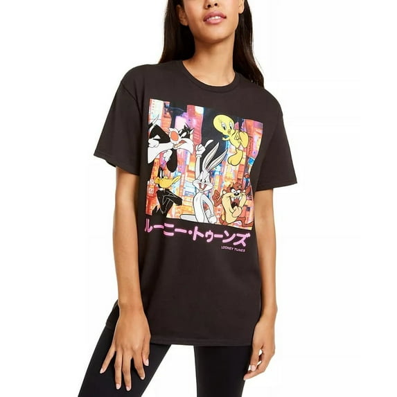 Warner Brothers Junior's Tokyo Graphic T-Shirt Black Size Medium