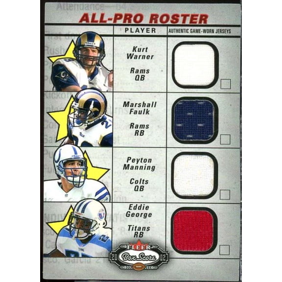 Warner/Faulk/Manning/ George 2002 Fleer Box Score All Pro Roster Jerseys #10