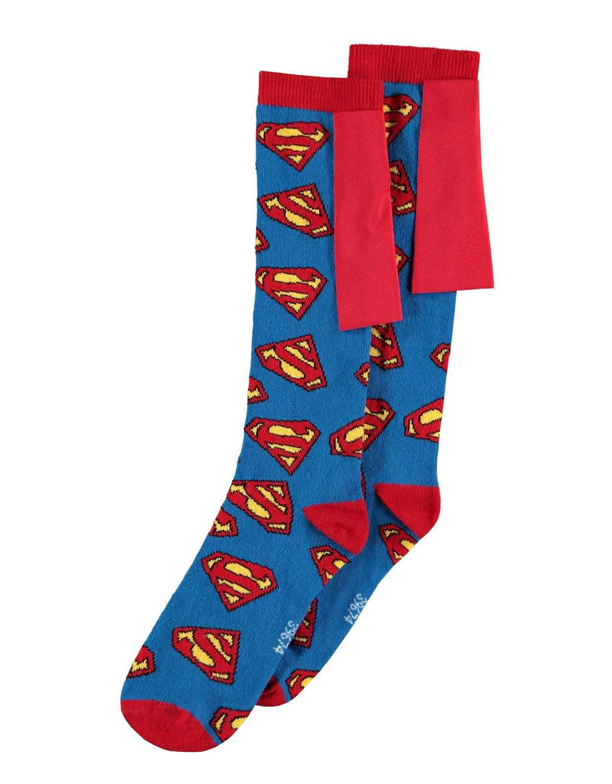Warner Knee High Socks Superman Caped new Official Mens Blue Uk Size 6-9