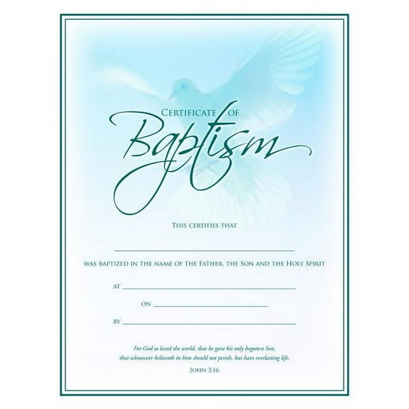 Warner Press Baptism Certificate Trade Paper Coated Stock 9 x 6 Inches Pack of 6