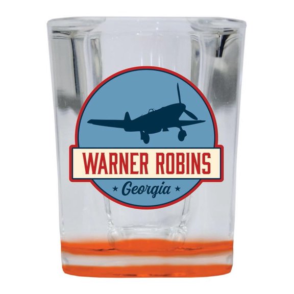 Warner Robins Georgia Design B Souvenir 2 oz Square Shot Glass Orange