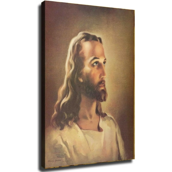 Warner Sallman Head of Christ Jesus Poster Canvas Print Wall Art Picture Indoor Bedroom Living Room Aesthetic Texture Decorative Gifts