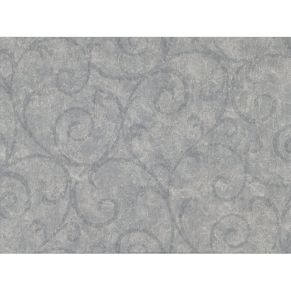 Warner Textures Sansa Slate Plaster Scroll Wallpaper, 27-in by 27-ft, 60.8 sq. ft