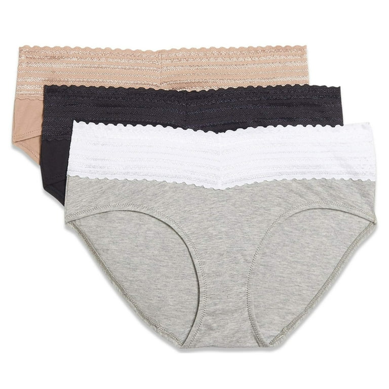 Warner's No Pinch 3 Pack Cotton Hipster Lace Panties, Black/Beige