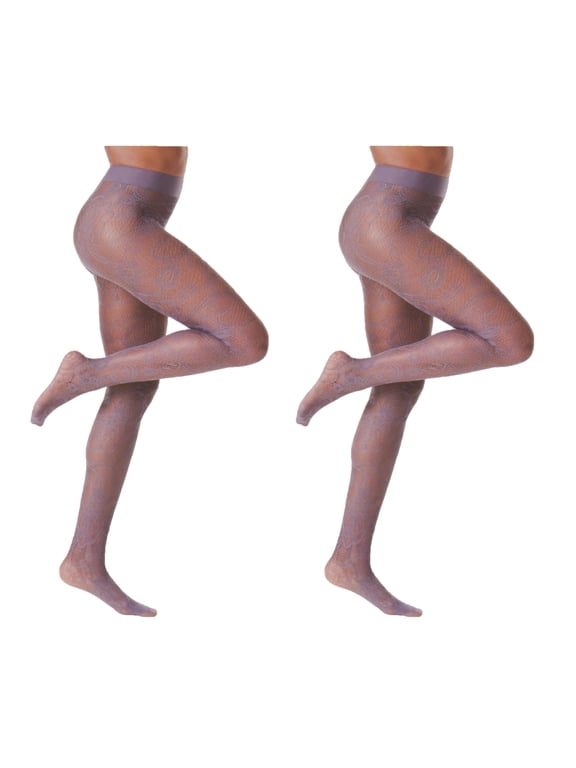 Warner's Women's 2 Pair Fashion Tights, Grey, Small/Medium