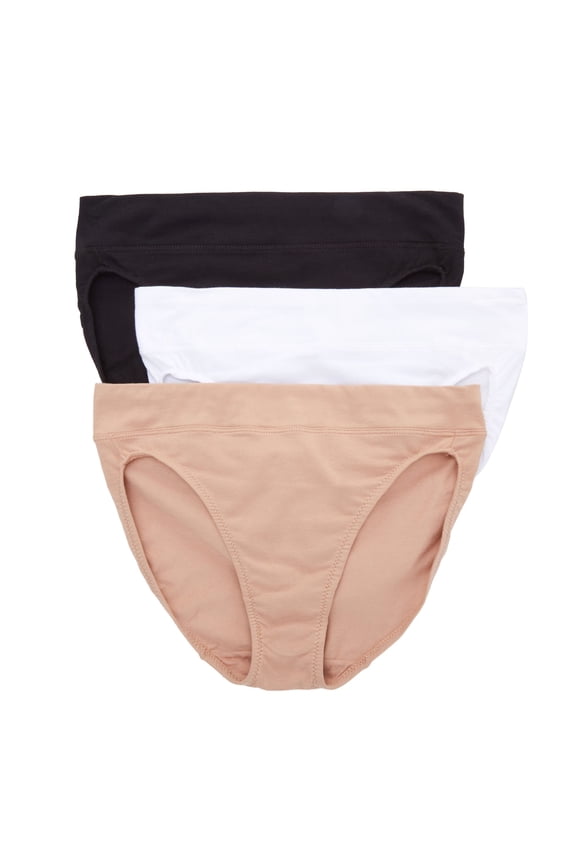 Women's Warner's RT4403P No Pinching No Problems Hi Cut Panty - 3 Pack (Black/Almond/White 2X)