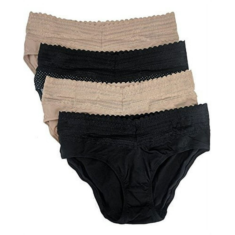 Warner's Womens No Pinches No Problems Hipster Panty 4-Pack,  Medium,Beige/White dot/Beige/Black 