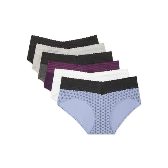 Warners® Blissful Benefits Dig-Free Comfort Waist with Lace Cotton Hipster 6-Pack