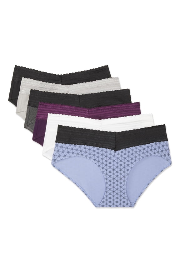 Warners® Blissful Benefits Dig-Free Comfort Waist with Lace Cotton Hipster 6-Pack