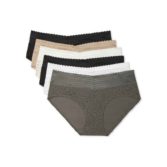 Warners® Blissful Benefits Dig-Free Comfort Waist with Lace Cotton Hipster 6-Pack