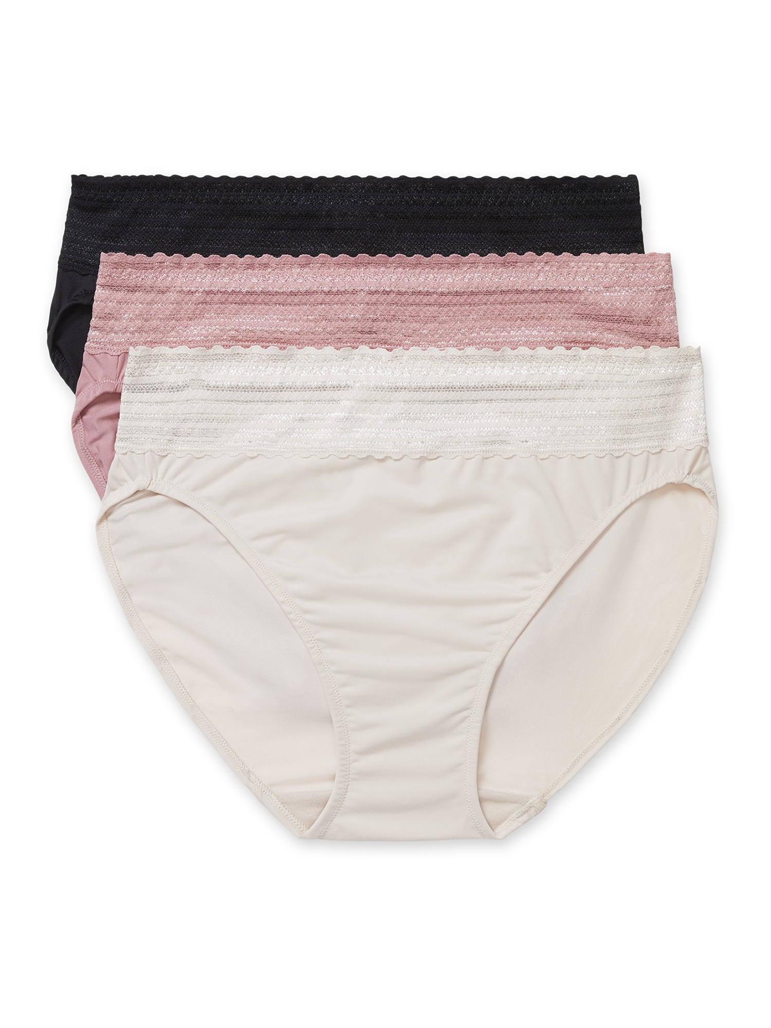 Buy Warner's Women's Blissful Benefits Muffin Top Tailored Hi-Cut Panties  Multipack, BLACK WHITE PINDOT PRINT/WHITE/SMOKED PEARL, S at