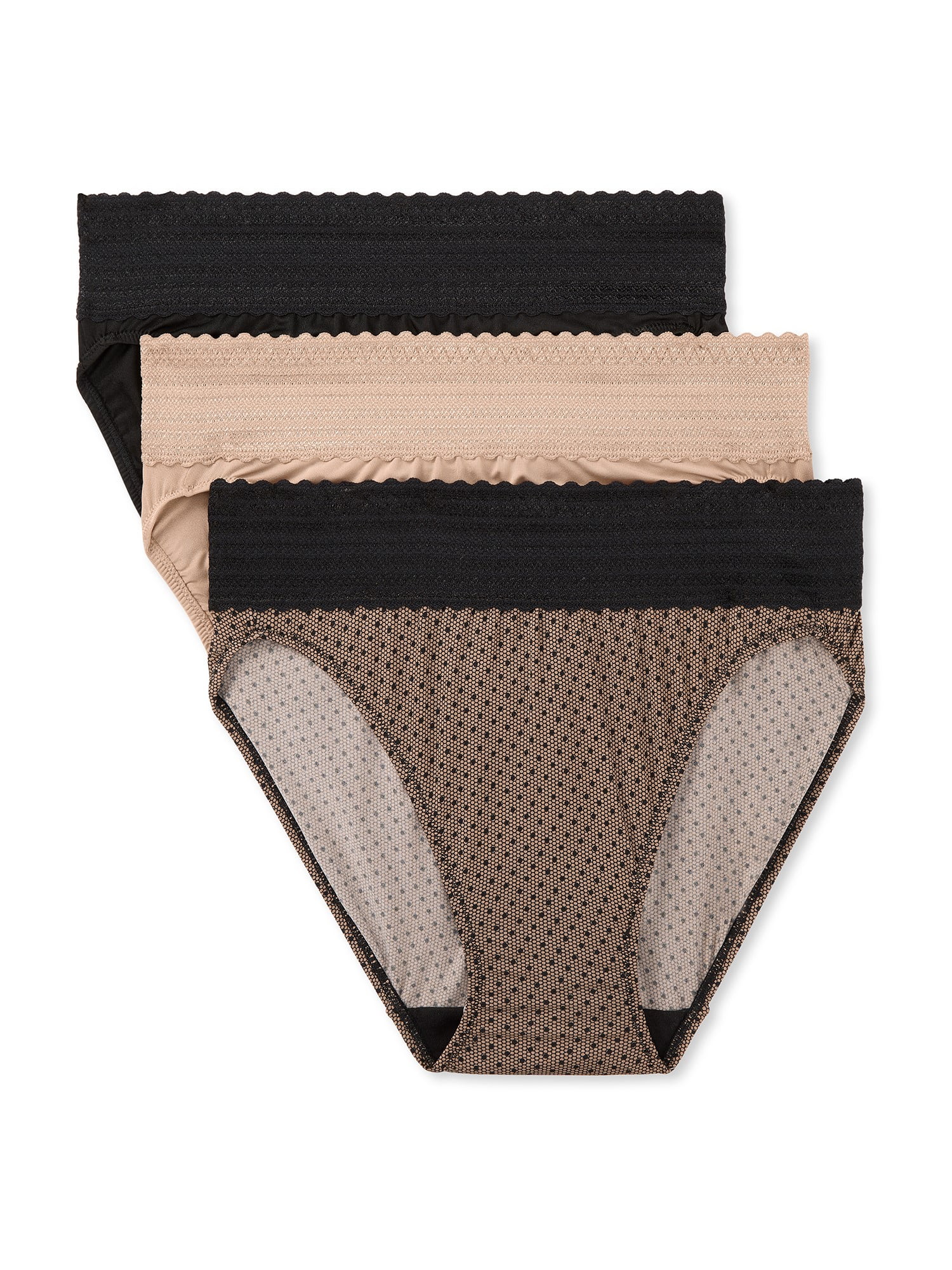 Warners® Blissful Benefits Dig-Free Comfort Waistband with Lace Microfiber Hi-Cut 3-Pack WRW251HC10W