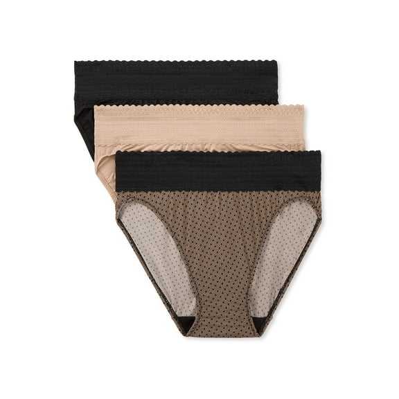 Warners® Blissful Benefits Dig-Free Comfort Waistband with Lace Microfiber Hi-Cut 3-Pack WRW251HC10W