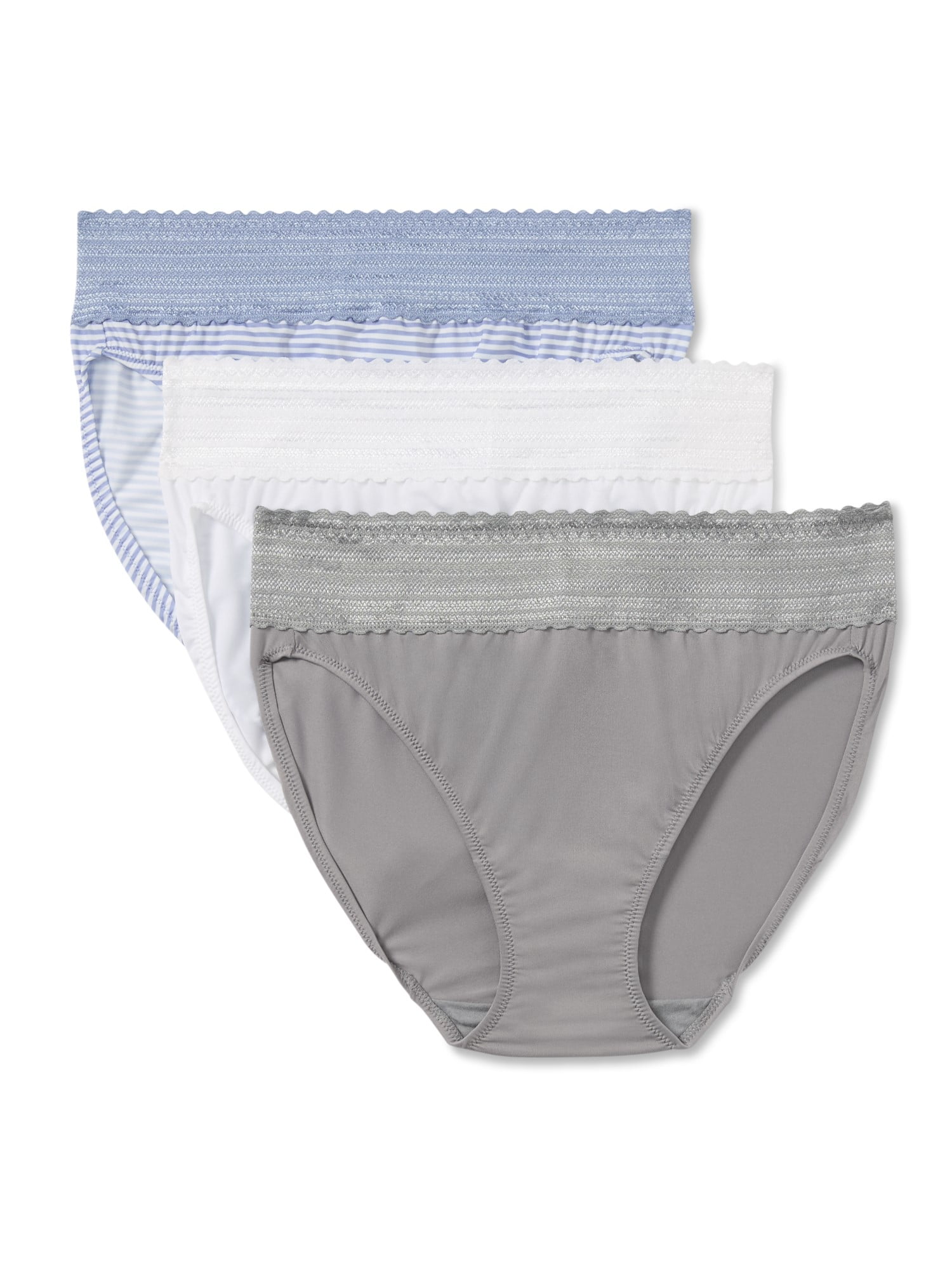 Warners® Blissful Benefits Dig-Free Comfort Waistband with Lace Microfiber Hi-Cut 3-Pack WRW251HC10W