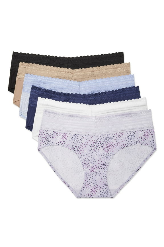 Warners® Blissful Benefits Dig-Free Comfort Waistband with Lace Microfiber Hipster 6-Pack