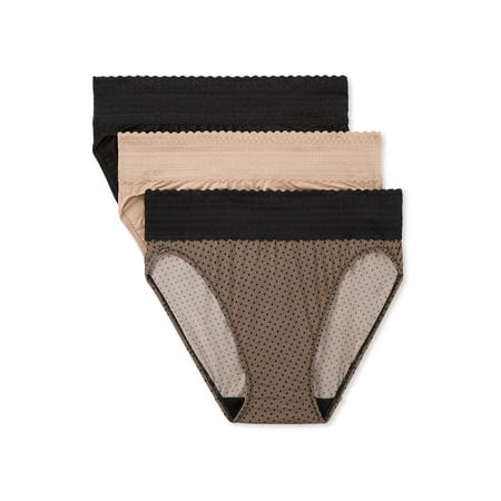 Warners® Blissful Benefits Dig-Free Comfort Waistband with Lace Microfiber Hi-Cut 3-Pack