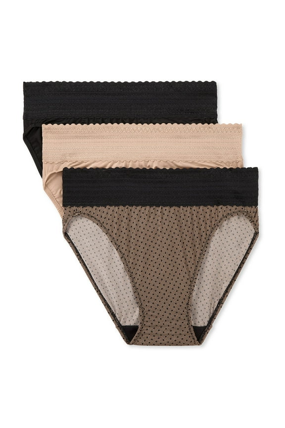 Warners® Blissful Benefits Dig-Free Comfort Waistband with Lace Microfiber Hi-Cut 3-Pack