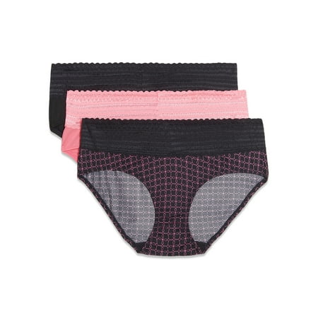 Warners Blissful Benefits Dig-Free Microfiber Lace Hipster 3-Pack RU1793W