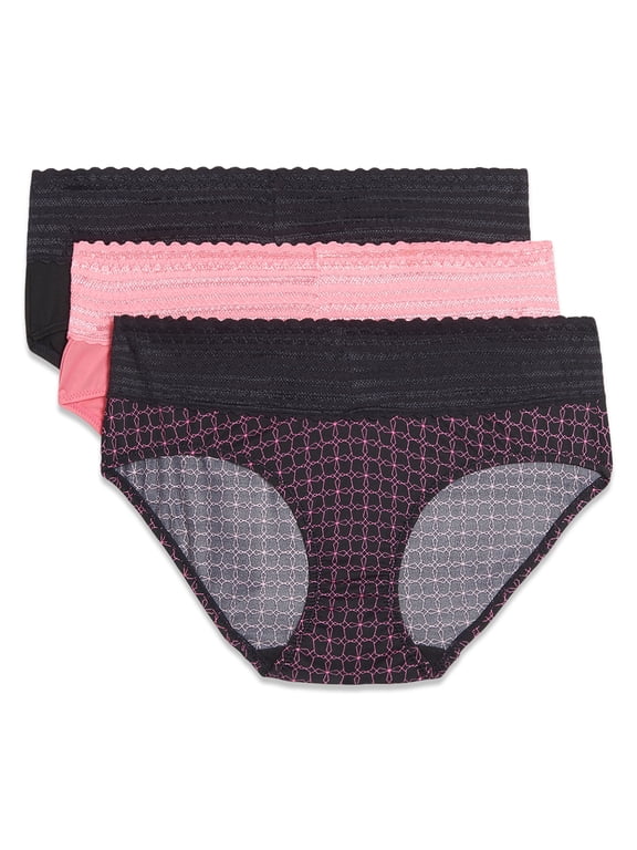 Warners® Blissful Benefits Women's Dig-Free Microfiber Lace 3-Pack Hipster