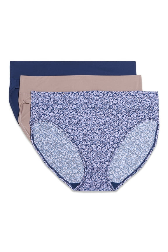 Warners® Blissful Benefits Women's Dig-Free Comfort Waistband Microfiber 3-Pack Hi-Cut