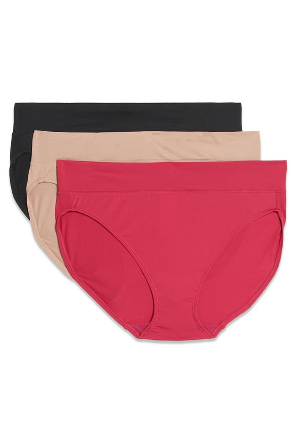 Warners® Blissful Benefits Women's Dig-Free Comfort Waistband Microfiber 3-Pack Hi-Cut