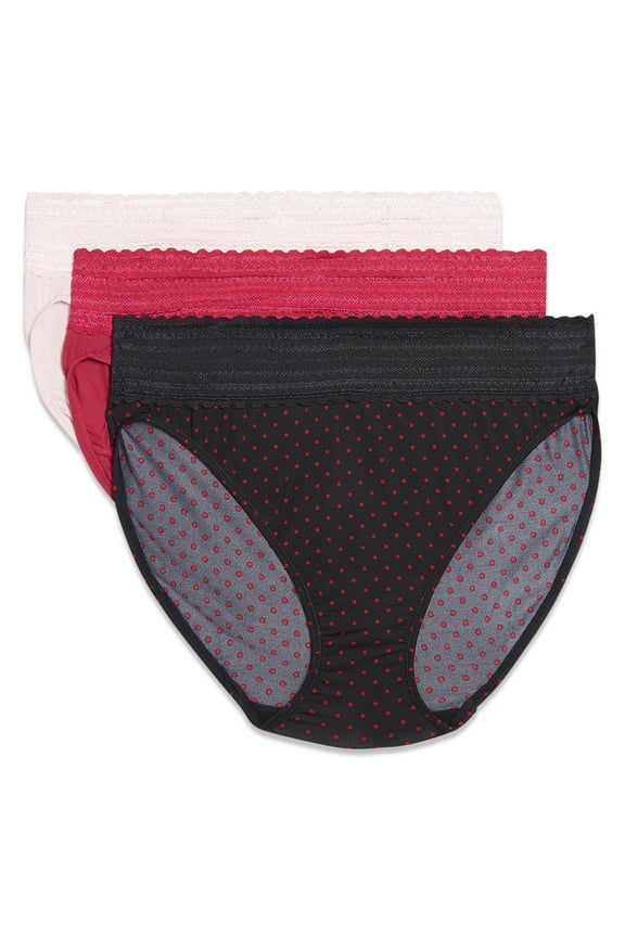 Warners® Blissful Benefits Dig-Free Comfort Waistband with Lace Microfiber Hi-Cut 3-Pack