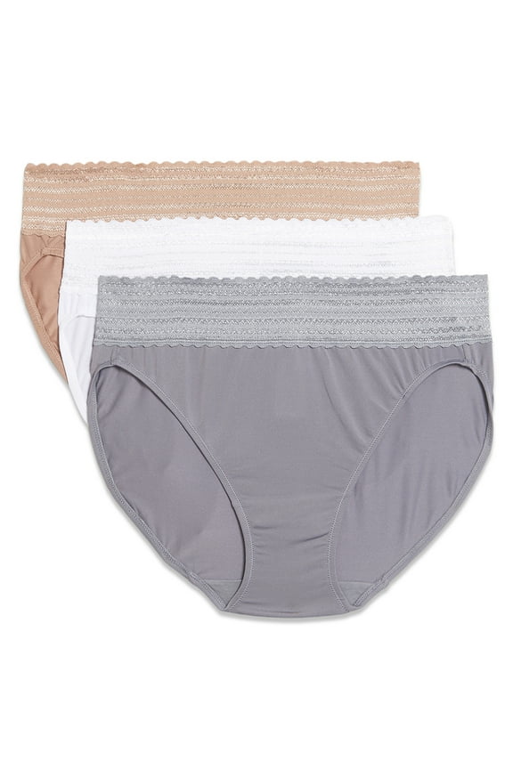 Warners® Blissful Benefits Dig-Free Comfort Waistband with Lace Microfiber Hi-Cut 3-Pack