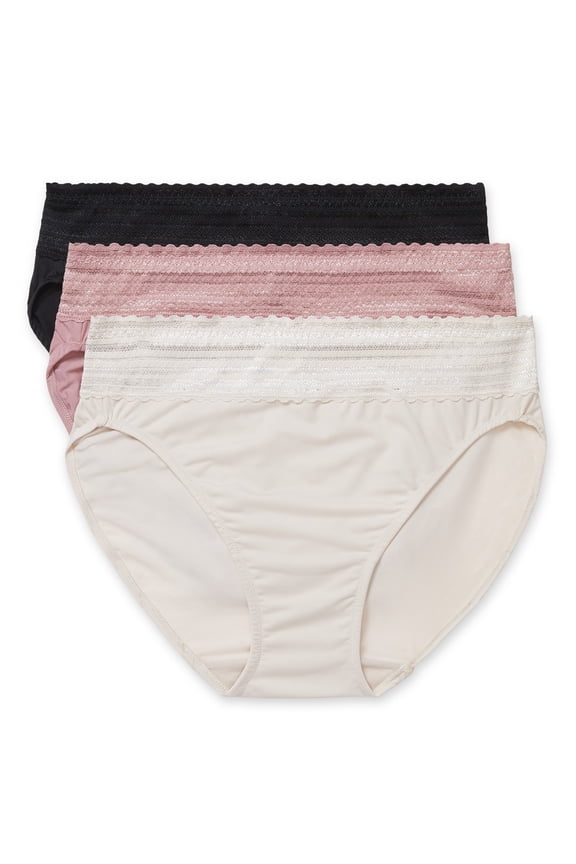Warners® Blissful Benefits Dig-Free Comfort Waistband with Lace Microfiber Hi-Cut 3-Pack