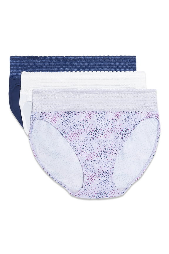 Warners® Blissful Benefits Dig-Free Comfort Waistband with Lace Microfiber Hi-Cut 3-Pack