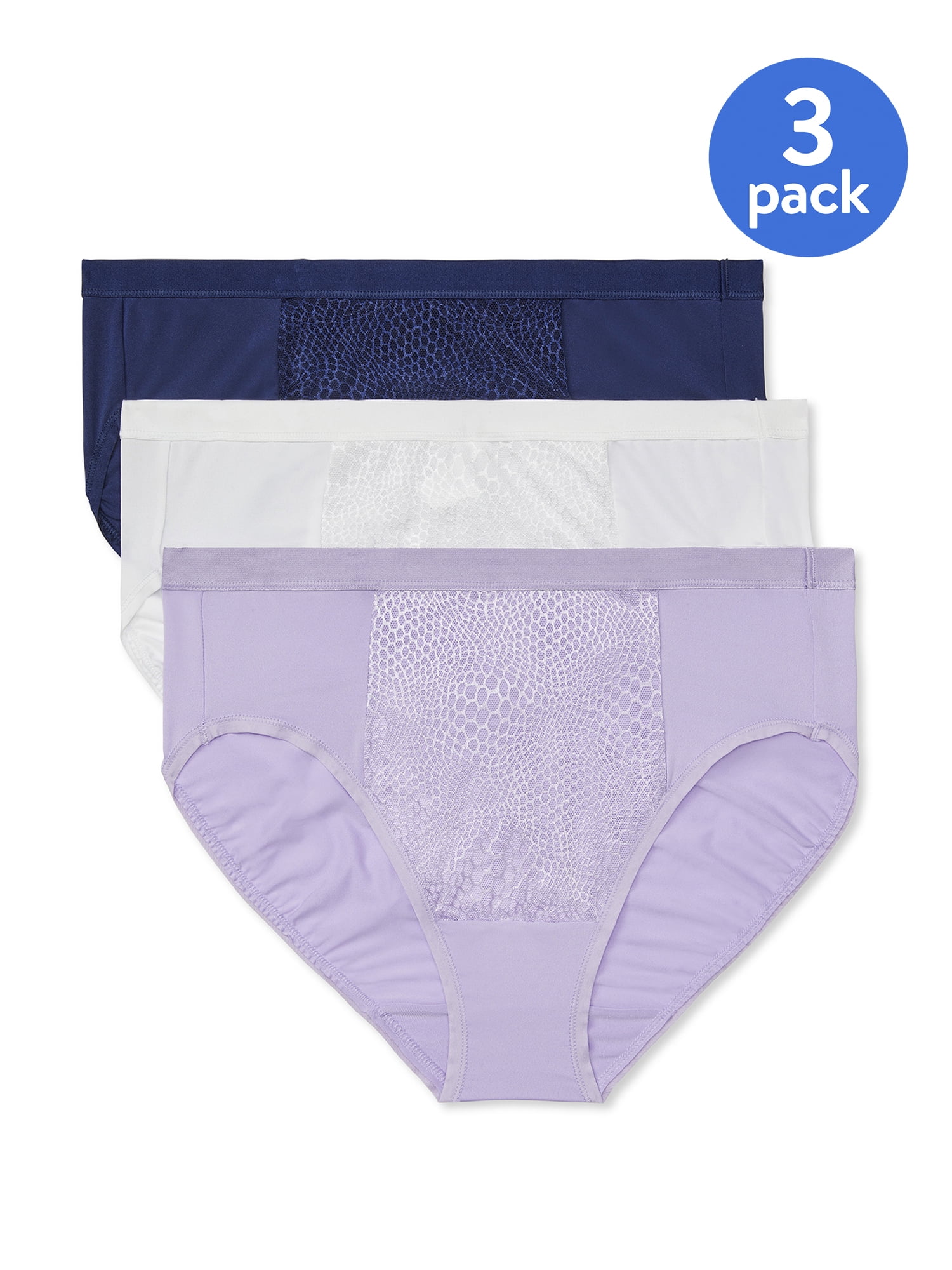 Blissful Benefits by Warner's Women's No Muffin Top Brief Panties, 3 Pack 
