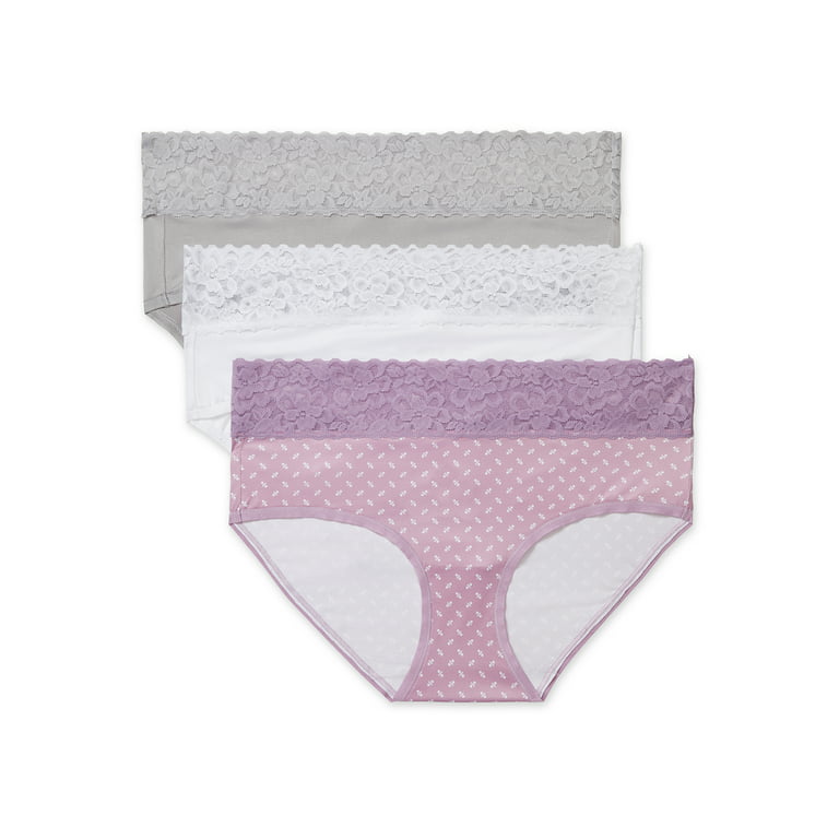 3-pack Blissful Benefits by Warner's Ultra Soft Hipster Lace Waist Panties  XXL/9 for sale online