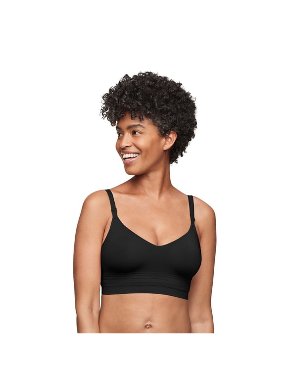 Easy Does It Allover Smoothing Seamless Longline Bra RM5501A Color: Black Size: LARGE