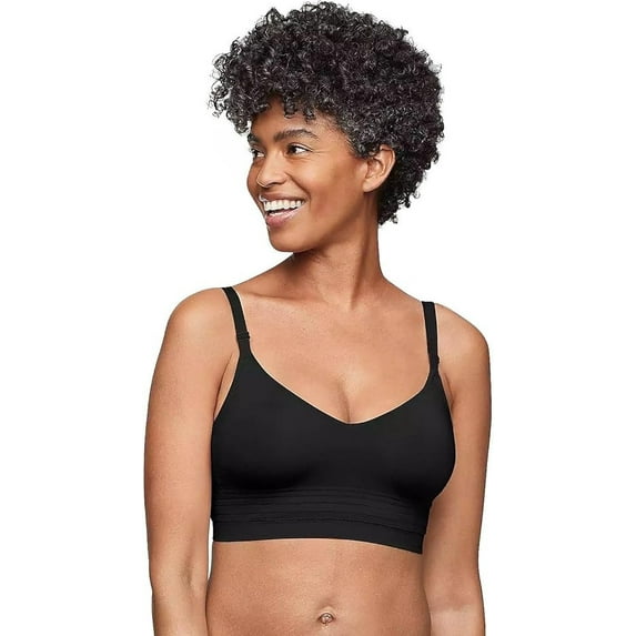 Warner's BLACK Easy Does It Seamless Longline Bra, US Small