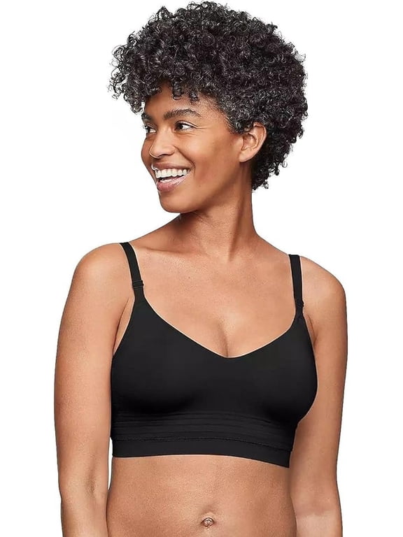 Warner's BLACK Easy Does It Seamless Longline Bra, US Small