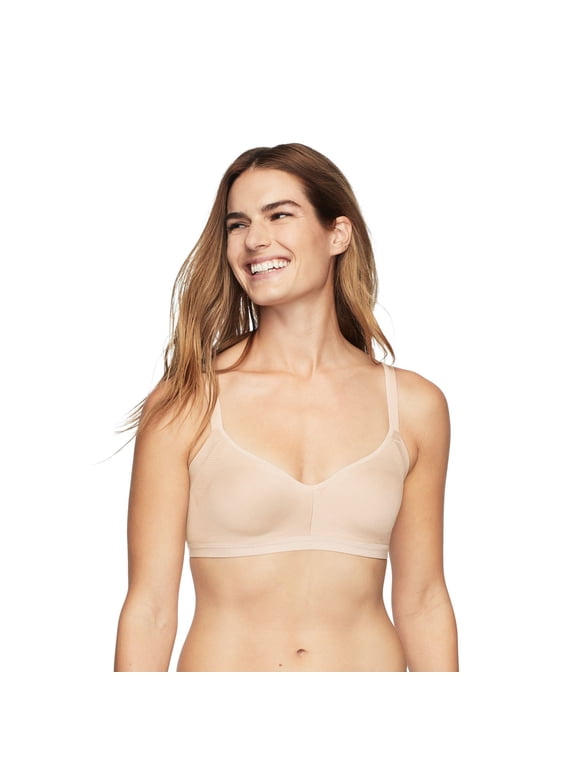 Easy Does It® Underarm-Smoothing with Seamless Stretch Wireless Lightly Lined Comfort Bra RM3911A Color: Butterscotch Size: LARGE