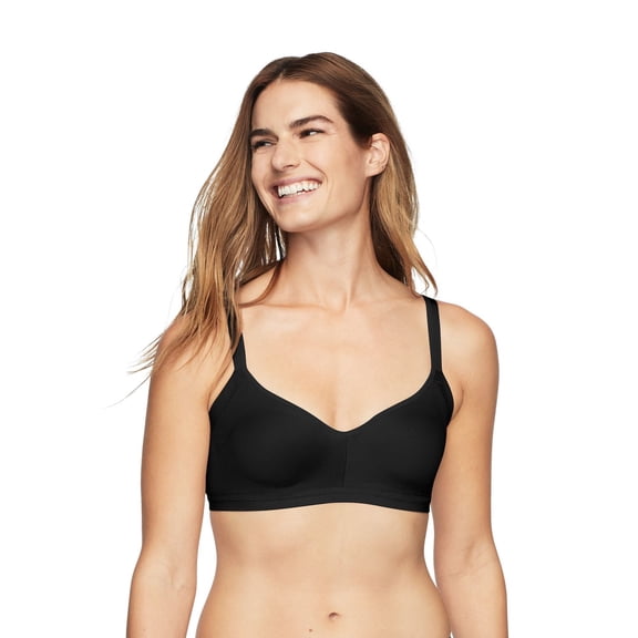 Warners Easy Does It® Underarm-Smoothing with Seamless Stretch Wireless Lightly Lined Comfort Bra RM3911A Color: Rich Black Size: MEDIUM