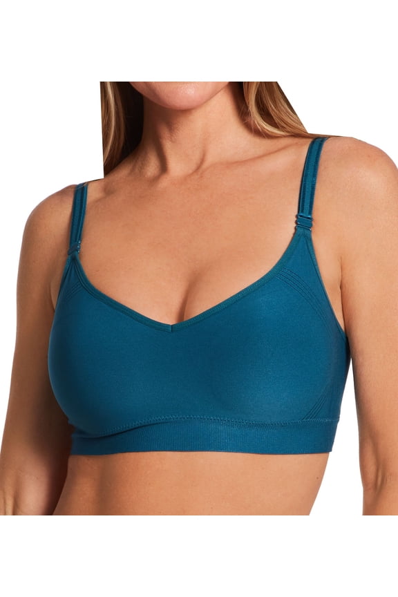 Women's Warner's RN0131A Easy Does It Triangle Seamless Lift Bra (Blue Coral L)