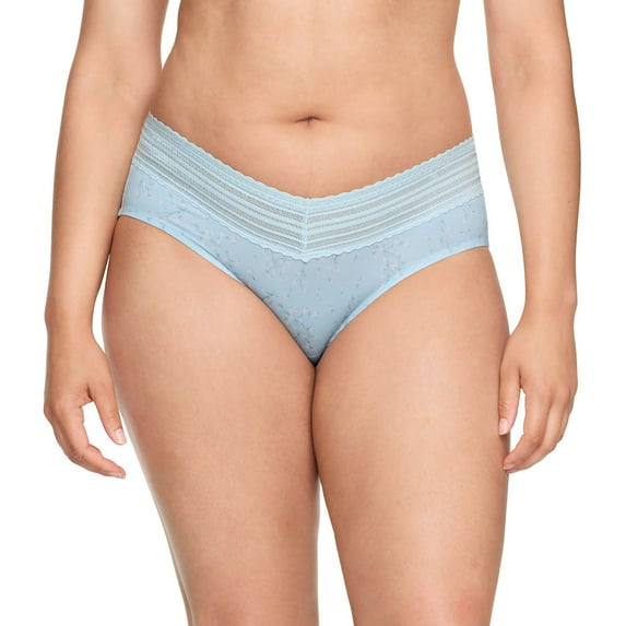 Warners No Pinching, No Problems® Dig-Free Comfort Waist with Lace Microfiber Hipster 5609J Color: Baby Blue Floral Size: SMALL