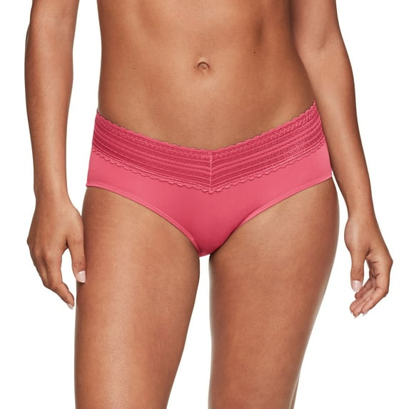 Warners No Pinching, No Problems® Dig-Free Comfort Waist with Lace Microfiber Hipster 5609J Color: Cerise Size: LARGE