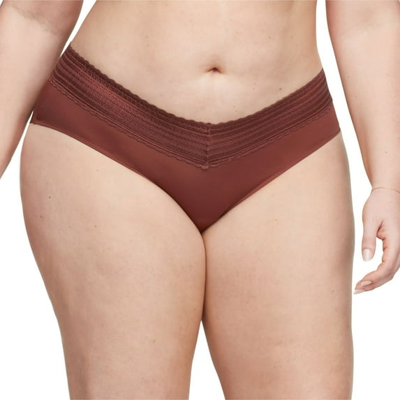 Warners No Pinching, No Problems® Dig-Free Comfort Waist with Lace Microfiber Hipster 5609J Color: Pinot Noir Size: SMALL