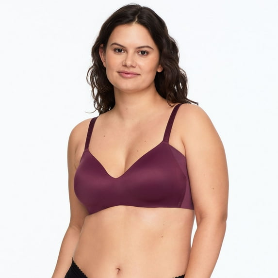 Warners No Side Effects® Underarm-Smoothing Wireless Bra RM3061A Color: Burgundy Size: 36 D