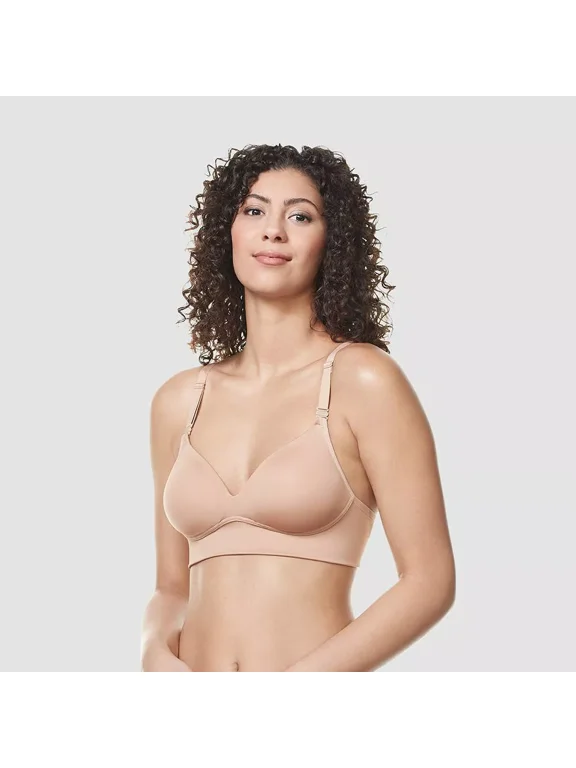 ® Simply Perfect® Allover-Smoothing Bliss Wireless Lightly Lined Convertible Longline Comfort Ba RM1011T, Toasted Almond
