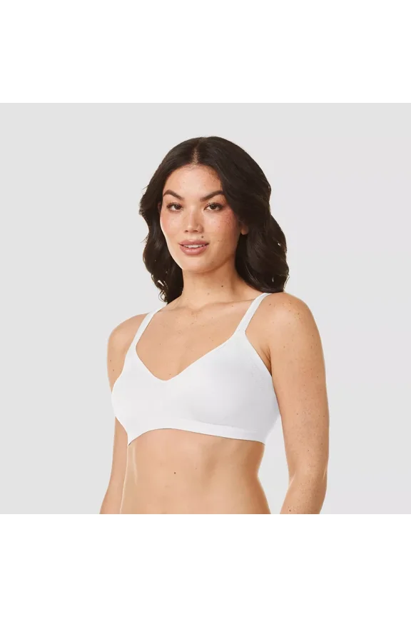 Simply Perfect Underarm Smoothing with Seamless Stretch Wireless Lightly Lined Comfort Bra RM3911T Color-White, Size S-XXL