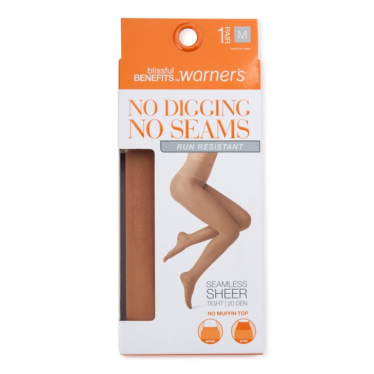 Warner's Women's No Muffin Top Tights – No Digging, High-Waisted, Opaque  Seamless Tights (2 Pack), Size Small-Medium, Pure Black at  Women's  Clothing store