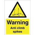 thumbnail image 1 of Warning Anti Climb Spikes Sign Metal Tin Sign12x16 Inches Caution Danger Safety Security Warning Notice Signs, 1 of 5